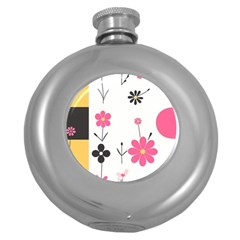  Minimalist Pattern With Simple Lines,flower And Shapes, Creating A Clean And Modern Round Hip Flask (5 Oz)