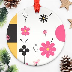  Minimalist Pattern With Simple Lines,flower And Shapes, Creating A Clean And Modern Round Ornament (two Sides)