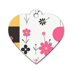  Minimalist Pattern With Simple Lines,flower And Shapes, Creating A Clean And Modern Dog Tag Heart (two Sides)