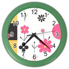  Minimalist Pattern With Simple Lines,flower And Shapes, Creating A Clean And Modern Color Wall Clock