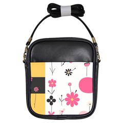  Minimalist Pattern With Simple Lines,flower And Shapes, Creating A Clean And Modern Girls Sling Bag