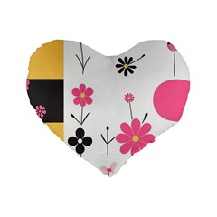  Minimalist Pattern With Simple Lines,flower And Shapes, Creating A Clean And Modern Standard 16  Premium Heart Shape Cushions