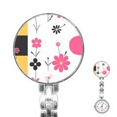  Minimalist Pattern With Simple Lines,flower And Shapes, Creating A Clean And Modern Stainless Steel Nurses Watch