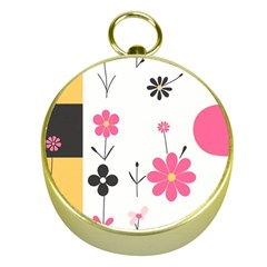  Minimalist Pattern With Simple Lines,flower And Shapes, Creating A Clean And Modern Gold Compasses