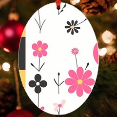  Minimalist Pattern With Simple Lines,flower And Shapes, Creating A Clean And Modern Uv Print Acrylic Ornament Oval by myclothy