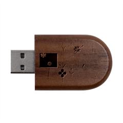  Minimalist Pattern With Simple Lines,flower And Shapes, Creating A Clean And Modern Wood Oval Usb Flash Drive by myclothy