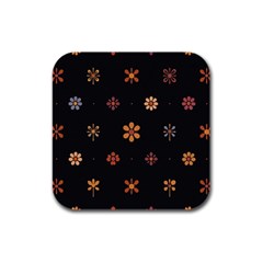 Minimalist Pattern With Simple Lines,flower And Shapes, Creating A Clean And Modern Rubber Square Coaster (4 Pack)