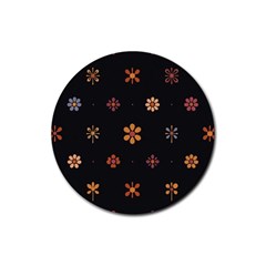 Minimalist Pattern With Simple Lines,flower And Shapes, Creating A Clean And Modern Rubber Round Coaster (4 Pack)