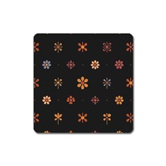 Minimalist Pattern With Simple Lines,flower And Shapes, Creating A Clean And Modern Square Magnet