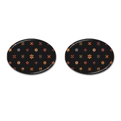 Minimalist Pattern With Simple Lines,flower And Shapes, Creating A Clean And Modern Cufflinks (oval)