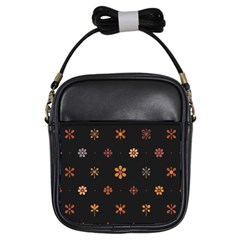 Minimalist Pattern With Simple Lines,flower And Shapes, Creating A Clean And Modern Girls Sling Bag