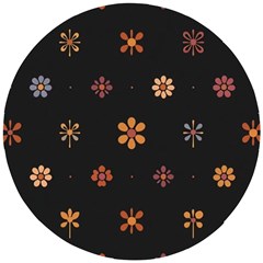 Minimalist Pattern With Simple Lines,flower And Shapes, Creating A Clean And Modern Wooden Puzzle Round