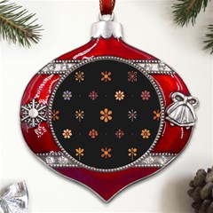 Minimalist Pattern With Simple Lines,flower And Shapes, Creating A Clean And Modern Metal Snowflake And Bell Red Ornament by myclothy