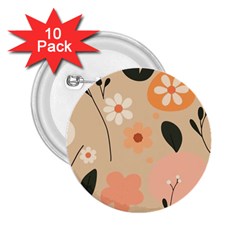 Minimalist Pattern With Simple Lines,flower And Shapes, Creating A Clean And Modern 2 25  Buttons (10 Pack) 