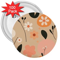 Minimalist Pattern With Simple Lines,flower And Shapes, Creating A Clean And Modern 3  Buttons (100 Pack) 