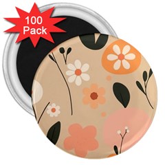 Minimalist Pattern With Simple Lines,flower And Shapes, Creating A Clean And Modern 3  Magnets (100 Pack)