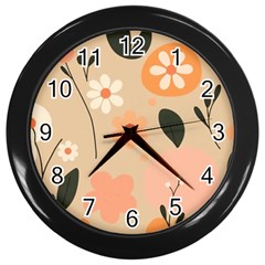 Minimalist Pattern With Simple Lines,flower And Shapes, Creating A Clean And Modern Wall Clock (black)