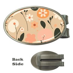 Minimalist Pattern With Simple Lines,flower And Shapes, Creating A Clean And Modern Money Clips (oval) 