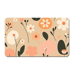 Minimalist Pattern With Simple Lines,flower And Shapes, Creating A Clean And Modern Magnet (rectangular)