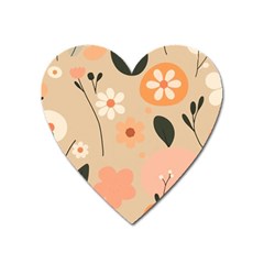 Minimalist Pattern With Simple Lines,flower And Shapes, Creating A Clean And Modern Heart Magnet