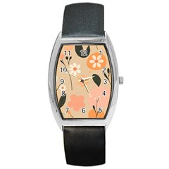 Minimalist Pattern With Simple Lines,flower And Shapes, Creating A Clean And Modern Barrel Style Metal Watch by myclothy