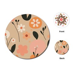 Minimalist Pattern With Simple Lines,flower And Shapes, Creating A Clean And Modern Playing Cards Single Design (round)