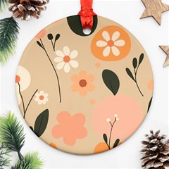 Minimalist Pattern With Simple Lines,flower And Shapes, Creating A Clean And Modern Round Ornament (two Sides)