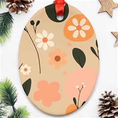 Minimalist Pattern With Simple Lines,flower And Shapes, Creating A Clean And Modern Oval Ornament (two Sides) by myclothy