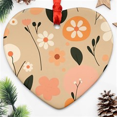 Minimalist Pattern With Simple Lines,flower And Shapes, Creating A Clean And Modern Heart Ornament (two Sides)