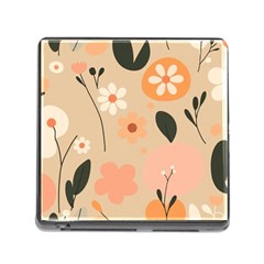 Minimalist Pattern With Simple Lines,flower And Shapes, Creating A Clean And Modern Memory Card Reader (square 5 Slot)