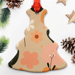 Minimalist Pattern With Simple Lines,flower And Shapes, Creating A Clean And Modern Christmas Tree Ornament (two Sides)