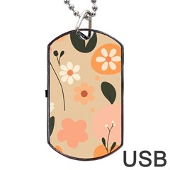 Minimalist Pattern With Simple Lines,flower And Shapes, Creating A Clean And Modern Dog Tag Usb Flash (one Side)