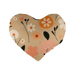 Minimalist Pattern With Simple Lines,flower And Shapes, Creating A Clean And Modern Standard 16  Premium Flano Heart Shape Cushions