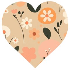 Minimalist Pattern With Simple Lines,flower And Shapes, Creating A Clean And Modern Wooden Puzzle Heart