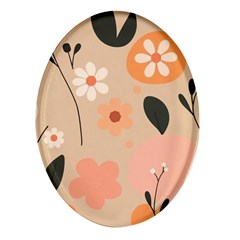 Minimalist Pattern With Simple Lines,flower And Shapes, Creating A Clean And Modern Oval Glass Fridge Magnet (4 Pack) by myclothy