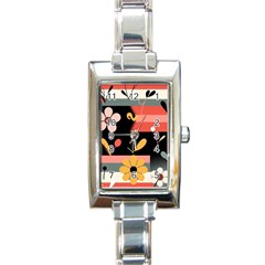  Minimalist Pattern With Simple Lines,flower And Shapes, Creating A Clean And Modern Rectangle Italian Charm Watch