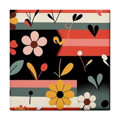  Minimalist Pattern With Simple Lines,flower And Shapes, Creating A Clean And Modern Tile Coaster