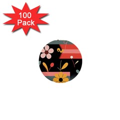  Minimalist Pattern With Simple Lines,flower And Shapes, Creating A Clean And Modern 1  Mini Buttons (100 Pack) 