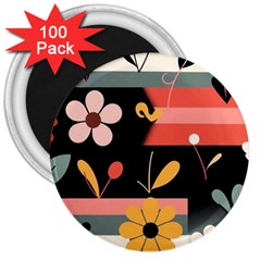  Minimalist Pattern With Simple Lines,flower And Shapes, Creating A Clean And Modern 3  Magnets (100 Pack) by myclothy