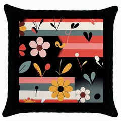  Minimalist Pattern With Simple Lines,flower And Shapes, Creating A Clean And Modern Throw Pillow Case (black)