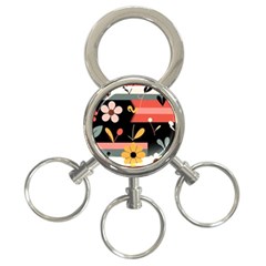  Minimalist Pattern With Simple Lines,flower And Shapes, Creating A Clean And Modern 3-ring Key Chain by myclothy