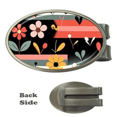  Minimalist Pattern With Simple Lines,flower And Shapes, Creating A Clean And Modern Money Clips (oval) 