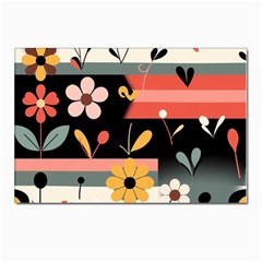  Minimalist Pattern With Simple Lines,flower And Shapes, Creating A Clean And Modern Postcard 4 x 6  (pkg Of 10)