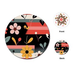  Minimalist Pattern With Simple Lines,flower And Shapes, Creating A Clean And Modern Playing Cards Single Design (round)