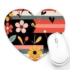  Minimalist Pattern With Simple Lines,flower And Shapes, Creating A Clean And Modern Heart Mousepad by myclothy