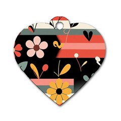  Minimalist Pattern With Simple Lines,flower And Shapes, Creating A Clean And Modern Dog Tag Heart (one Side)