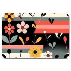  Minimalist Pattern With Simple Lines,flower And Shapes, Creating A Clean And Modern Large Doormat by myclothy