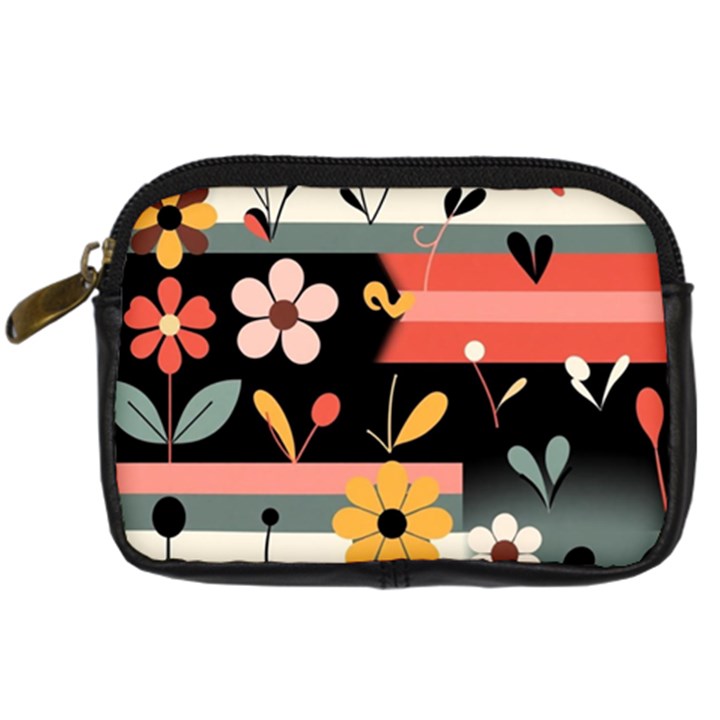  Minimalist Pattern With Simple Lines,flower And Shapes, Creating A Clean And Modern Digital Camera Leather Case