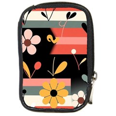  Minimalist Pattern With Simple Lines,flower And Shapes, Creating A Clean And Modern Compact Camera Leather Case