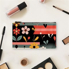  Minimalist Pattern With Simple Lines,flower And Shapes, Creating A Clean And Modern Cosmetic Bag (small) by myclothy